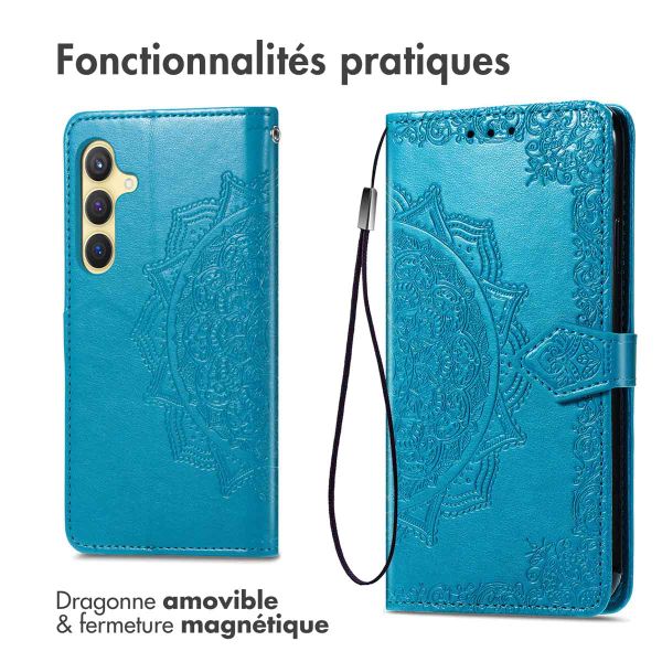 imoshion Etui de téléphone portefeuille Mandala Samsung Galaxy S24 - Turquoise