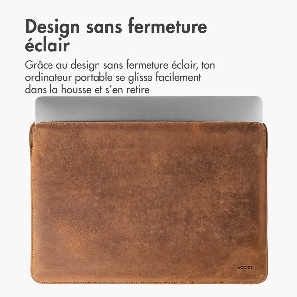 Accezz Leather Pochette ordinateur Apple MacBook 14 pouces - Cognac