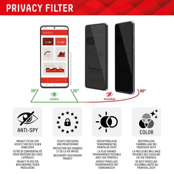 Displex Protection d'écran en verre trempé Privacy Samsung Galaxy S23 Ultra