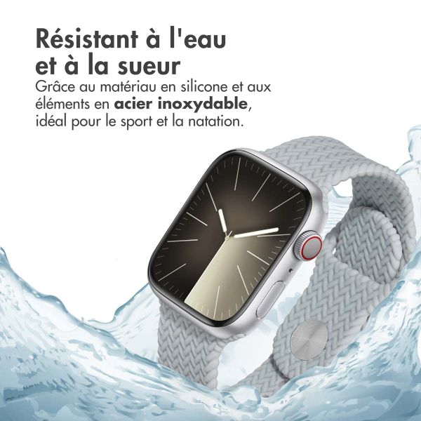 imoshion Bracelet tressé en silicone Apple Watch Series 1 t/m 9 / SE (38/40/41 mm) | Series 10 / 11 (42 mm) - Gris
