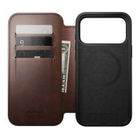 Nomad Étui de style livre folio moderne en cuir Horween avec MagSafe Apple iPhone 17 Pro Max - Rustic Brown