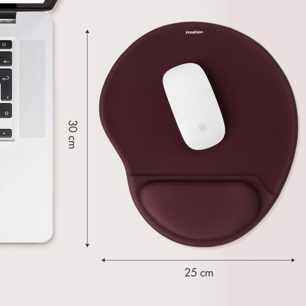 imoshion Tapis de souris ergonomique - Tapis de souris avec repose-poignet - 30 x 25 cm - Bordeaux