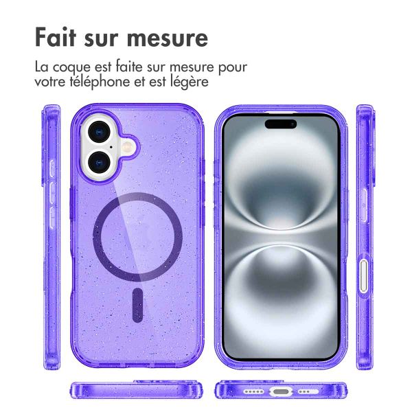 imoshion Coque Pailletée avec MagSafe Apple iPhone 16 - Paillettes Violet