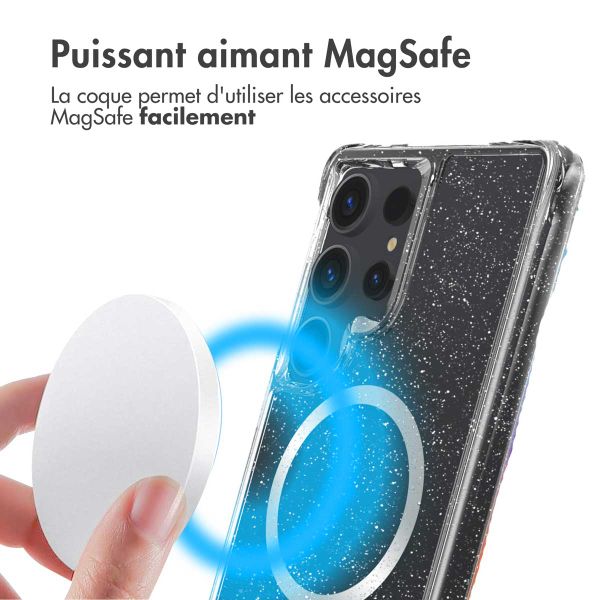 imoshion Coque arrière transparente Pailletée avec MagSafe Samsung Galaxy S25 Ultra - Argent