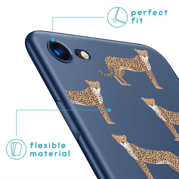 imoshion Coque Design iPhone SE (2022 / 2020) / 8 / 7 - Léopard - Bleu