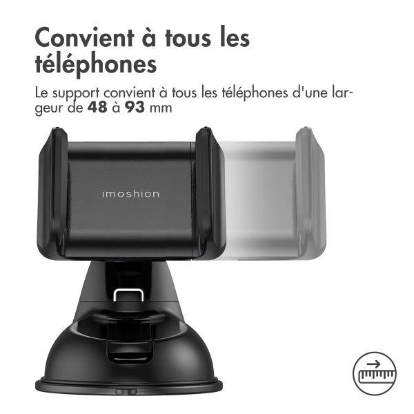 imoshion Support de téléphone pour voiture - Réglable - Tableau de bord et pare-brise - Noir