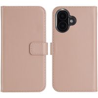 Selencia Étui de téléphone portefeuille en cuir véritable iPhone 16 Plus - Dusty Pink