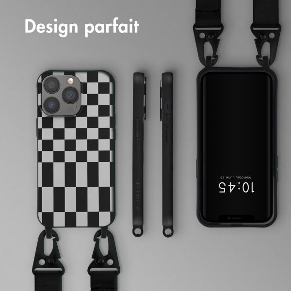 Selencia Coque design en silicone avec cordon amovible Apple iPhone 13 Pro - Irregular Check Black