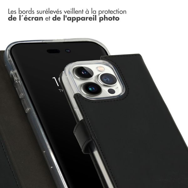 Selencia Étui portefeuille en cuir véritable Apple iPhone 14 Pro - Noir
