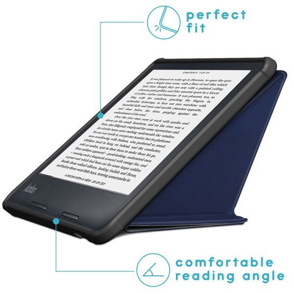 imoshion Étui de liseuse portefeuille Pliable Kobo Libra 2 / Tolino Vision 6 - Bleu foncé