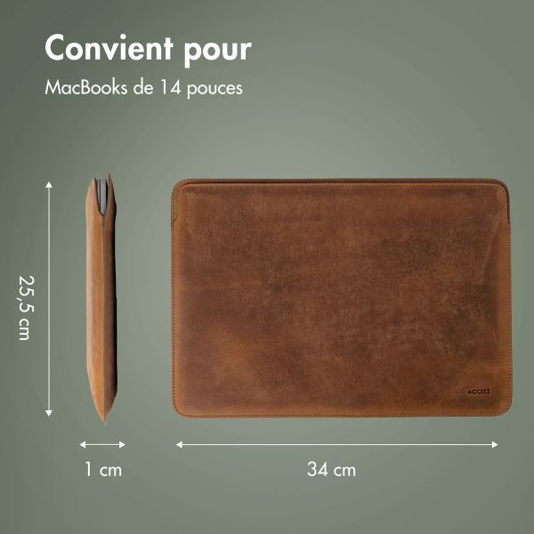 Accezz Leather Pochette ordinateur Apple MacBook 14 pouces - Cognac