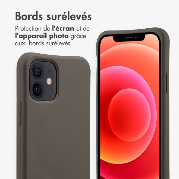 imoshion Coque arrière Color avec cordon amovible et MagSafe Apple iPhone 12 (Pro) - Black Coffee