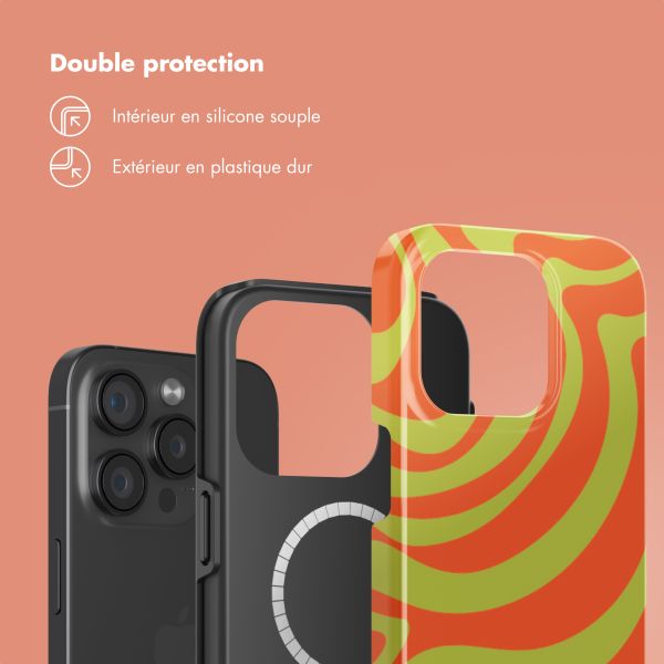 Selencia Coque arrière Vivid Tough avec MagSafe iPhone 15 Pro - Wavy Swirl Orange Fern