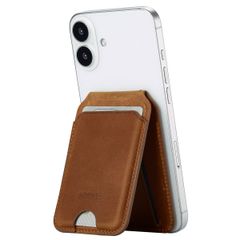 Accezz  Porte-cartes MagSafe en cuir vintage avec support - Tobacco Cognac