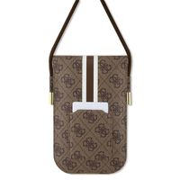 Guess Sac téléphone 4G Leather Stripes - Brun