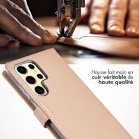 Selencia Étui portefeuille en cuir véritable Samsung Galaxy S25 Ultra - Dusty Pink