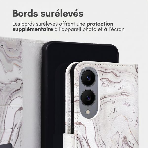imoshion Étui de télephone portefeuille Design Samsung Galaxy S25 Edge - Sandy Marble