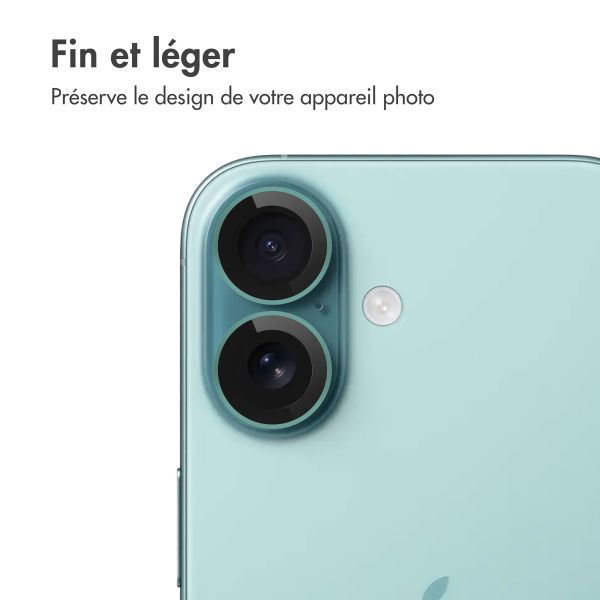 imoshion Lot de 2 protections d'objectif de caméra Apple iPhone 16 / 16 Plus - Teal