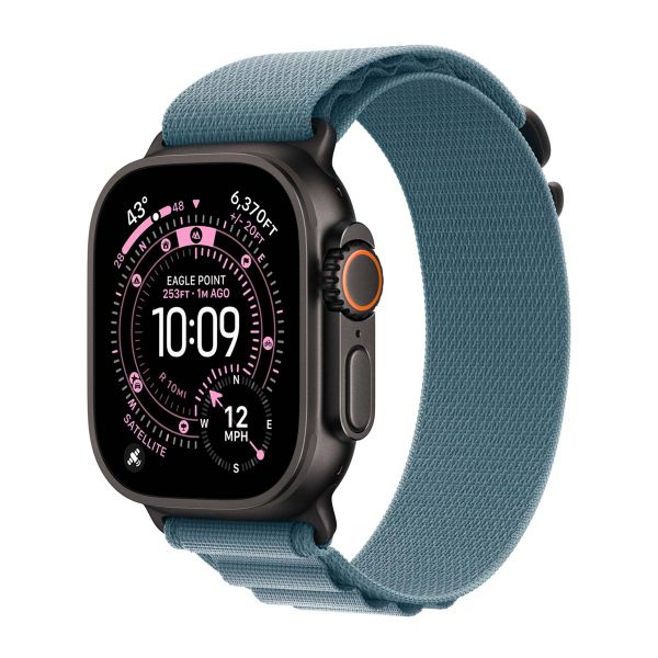 Apple Bracelet Alpine Loop Apple Watch Series 1 - 11 / SE / Ultra (44/45/46/49 mm) - Taille M - Light Blue / Black Titanium
