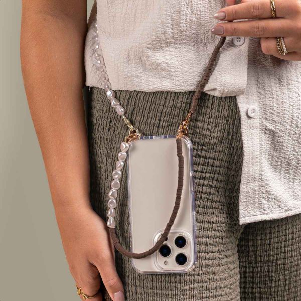 Selencia Ensemble de cordons pour téléphone avec perles et élastiques - Mocha Brown
