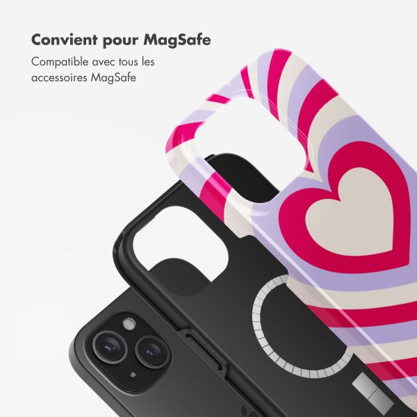 Selencia Coque arrière Vivid avec MagSafe Apple iPhone 15 - Double Hearts Rubine Red Lilac