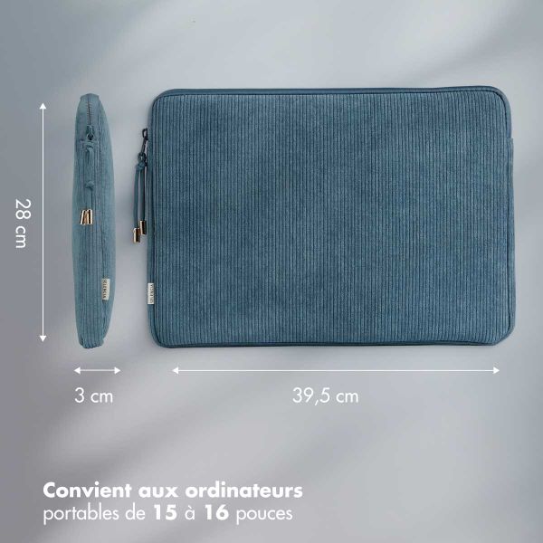 Selencia Pochette ordinateur Corduroy 15-16 pouces - Slate Blue
