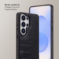 Selencia Coque de télephone Nova Croco avec cordon et porte-cartes Samsung Galaxy S26 Ultra - Noir