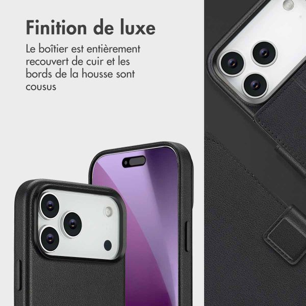 Accezz Étui de télephone portefeuille en cuir 2-en-1 avec MagSafe Apple iPhone 17 - Onyx Black