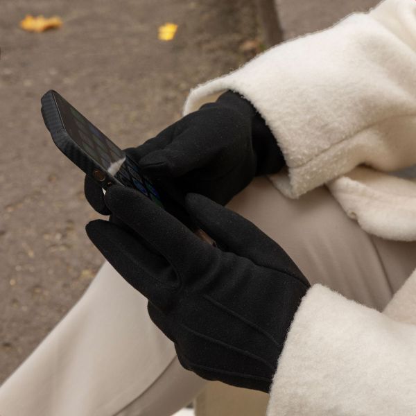 Selencia Gants Tactiles Effet Daim - Femme - Taille M - Noir