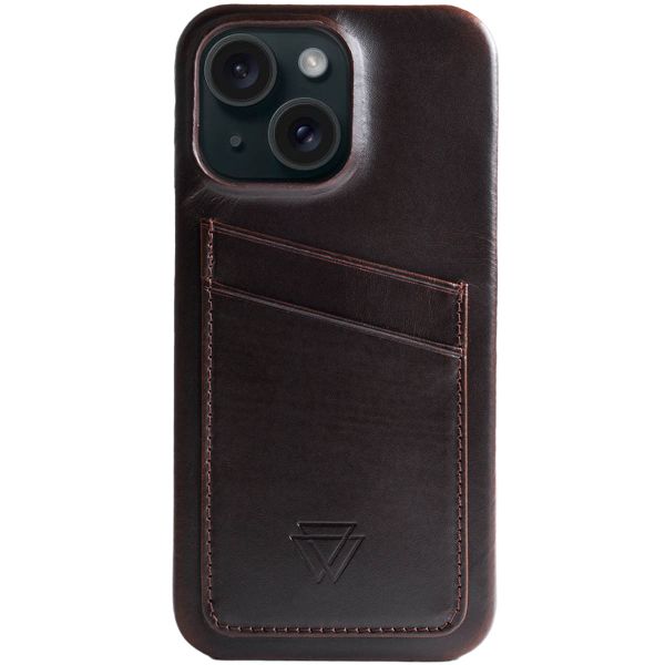 Wachikopa Coque Full Wrap C.C. avec 2 porte-cartes iPhone 15 - Dark Brown