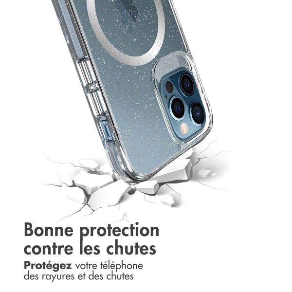 imoshion Coque arrière transparente Pailletée avec MagSafe Apple iPhone 12 (Pro) - Argent