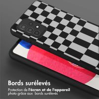 Selencia ﻿Coque design en silicone avec cordon amovible Samsung Galaxy A52(s) (5G/4G) - Irregular Check Black