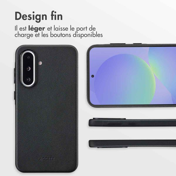 Accezz Coque arrière en cuir avec MagSafe Samsung Galaxy A36 / A56 - Onyx Black