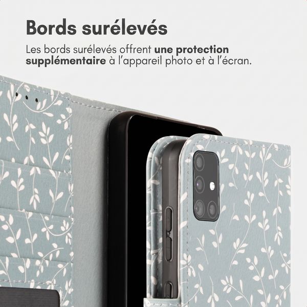 imoshion Étui de télephone portefeuille Design Samsung Galaxy A51 - Smoke Green Flowers