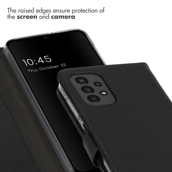 Selencia Étui portefeuille en cuir véritable Samsung Galaxy A13 (4G) - Noir