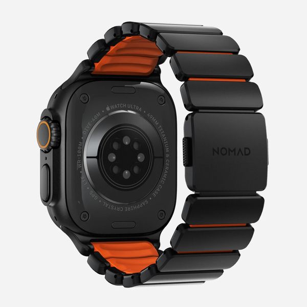 Nomad Bracelet Stratos Apple Watch Series 1 - 11 / SE / Ultra (44/45/46/49 mm) - Ultra Orange / Black Titanium