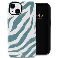 Selencia Coque arrière Vivid Tough iPhone 14 - Colorful Zebra Pine Blue