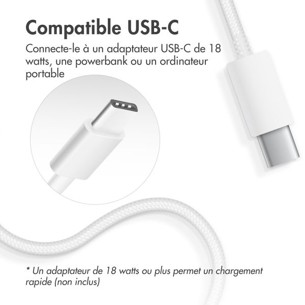 Accezz Chargeur sans fil USB-C | Chargeur sans fil MagSafe et Qi2 - 1 mètre - Blanc