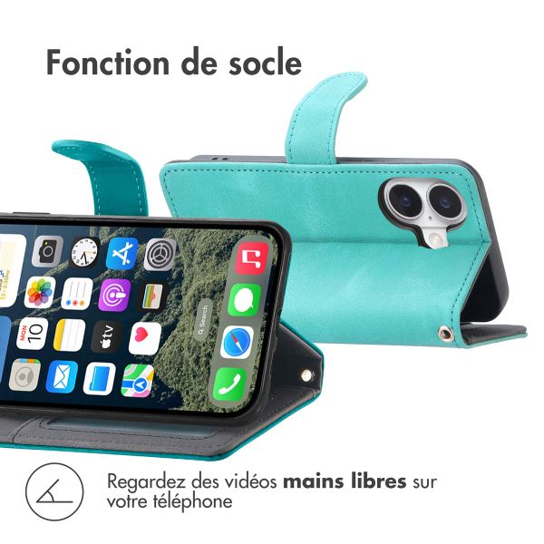 imoshion Etui de télephone portefeuille avec cordon Apple iPhone 16 - Turquoise
