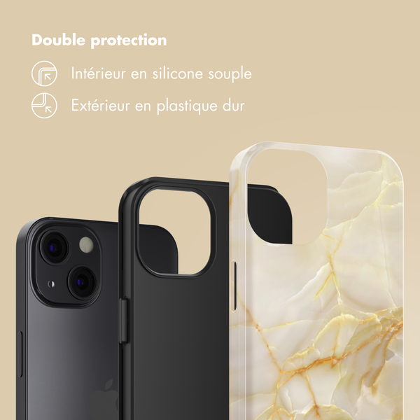 Selencia Coque arrière Vivid Apple iPhone 13 - Golden Beige Marble