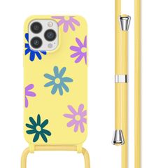 imoshion Coque design en silicone avec cordon Apple iPhone 13 Pro - Yellow Flower Distance