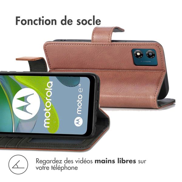 imoshion Étui de téléphone portefeuille Luxe Motorola Moto E13 - Brun