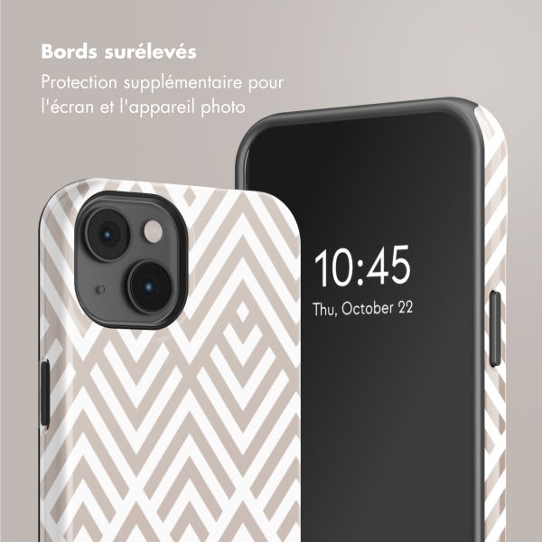 Selencia Coque arrière Vivid Tough avec MagSafe iPhone 14 - Beige Zigzag