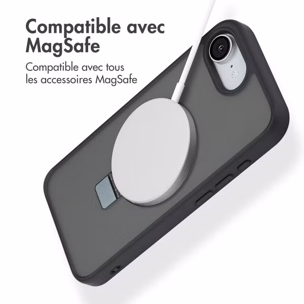 Accezz Coque Ring Stand avec MagSafe Apple iPhone 16e - Noir