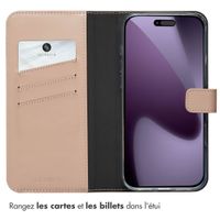 Selencia Étui portefeuille en cuir véritable Apple iPhone 17 Pro Max - Dusty Pink