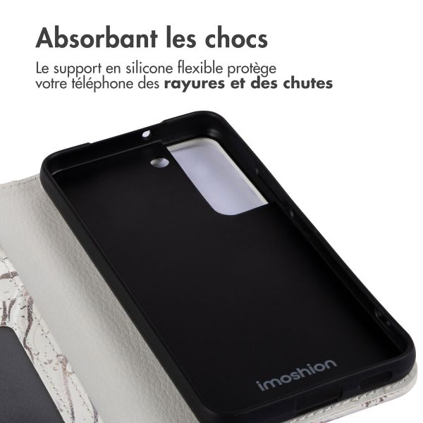 imoshion Étui de téléphone portefeuille Design Samsung Galaxy S22 - Sandy Marble