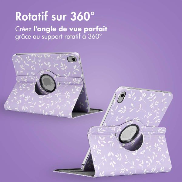 imoshion Coque tablette Design rotatif à 360° iPad 11 (2025) 11 pouces / iPad 10 (2022) 10.9 pouces - Laverder Flowers