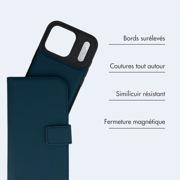 imoshion Étui portefeuille luxe 2-en-1 amovible Apple iPhone 17 Pro - Bleu