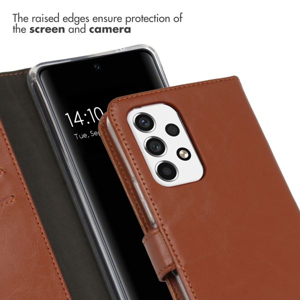Selencia Étui portefeuille en cuir véritable Samsung Galaxy A53 - Marron clair