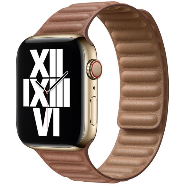 Apple Leather Link Apple Watch Series 1-10 / SE / Ultra (2) - 42/44/45/46/49 mm - Taille M/L - Saddle Brown